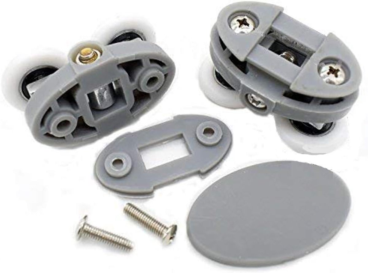 Set van 4 dubbele douchedeurrollers/loopwielen/wielen 23 mm in