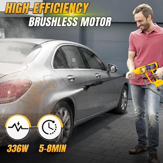 compatibel met Dewalt 20V batterij, 700 PSI draagbare handheld hogedrukreiniger met 6-in-1 mondstuk schuimkanon voor auto vloer hek wandreiniging (geen batterij) van compatibel — afbeelding 5