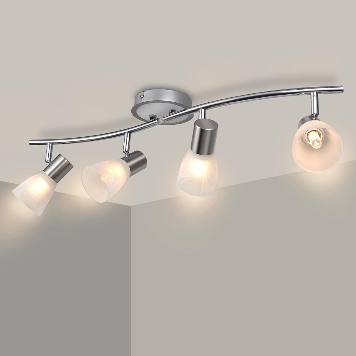 4 spots, draaibaar, zonder E14, ledlampen, moderne plafondspots voor keuken, woonkamer, slaapkamer, hal, lamp niet inbegrepen