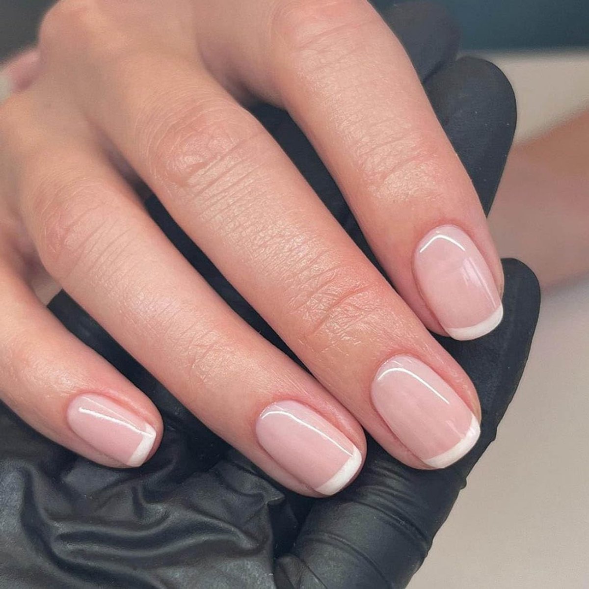 24 stuks Franse vierkante roze nagels, volledige dekking, nepnagels