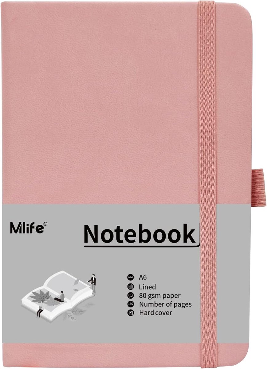 A6 notitieboekje - hardcover met elastische sluiting - 192 pagina's - ideaal voor aantekeningen - ShopVlot