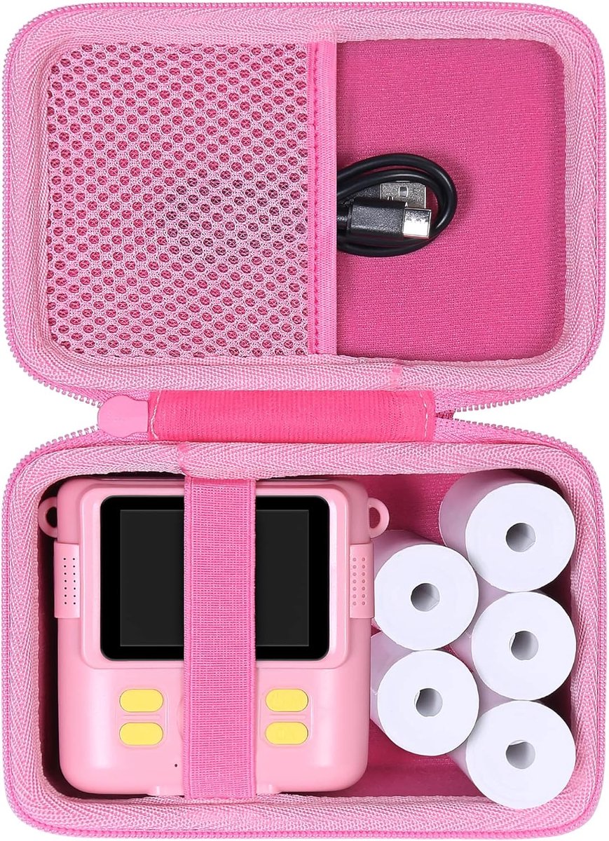 Hardcasehoesje voor NUOTUN/GREENKINDER/CHRERNA/YORKOO Kinder Instant Print Camera, Fotopapier voor Kindercamera & Kleurstift Organizer, roze, 16.5 * 11 * 7.5 cm, modern