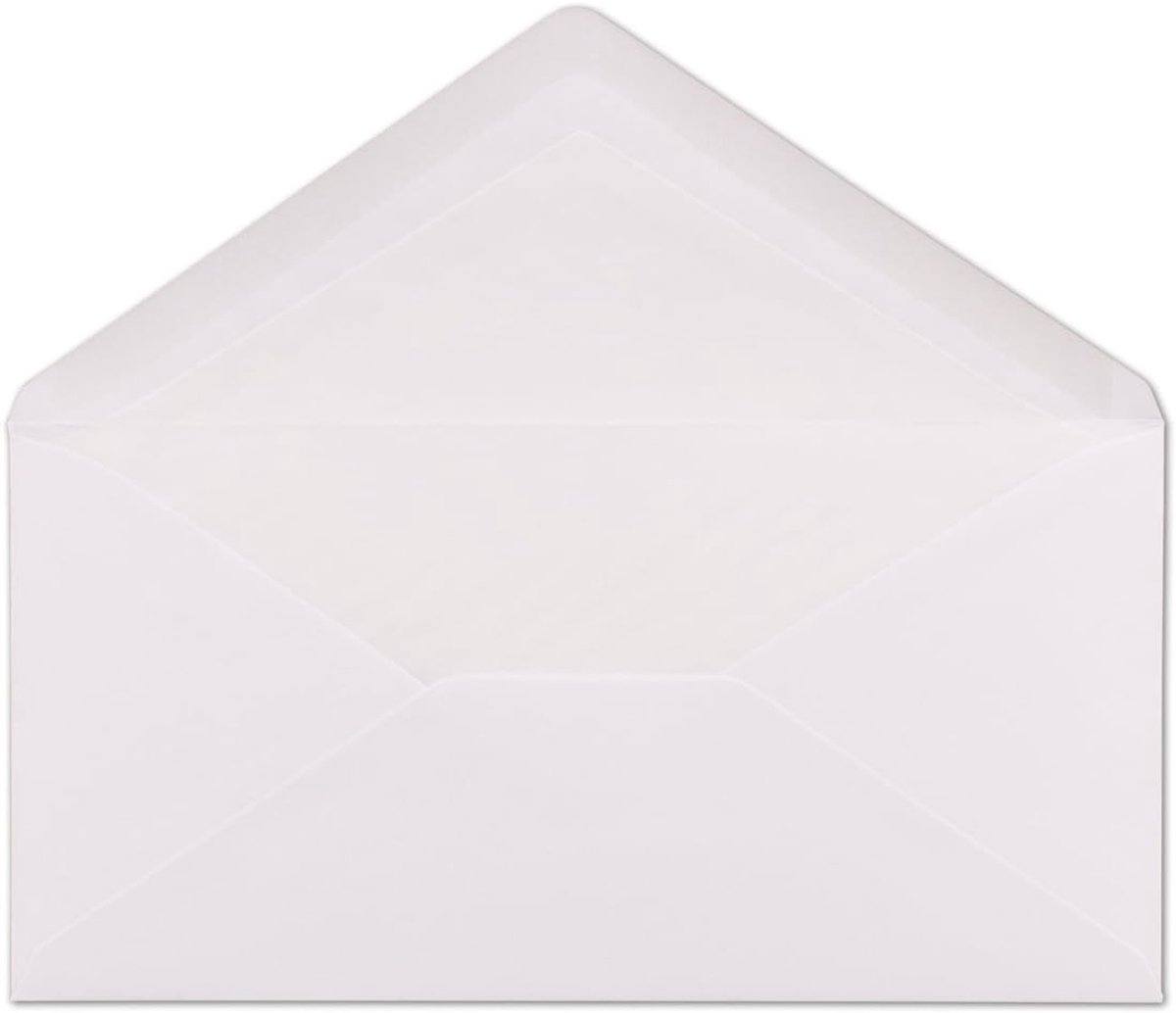 Din lang - 110 x 220 mm - 11 x 22 cm - wit met witte binnenvoering