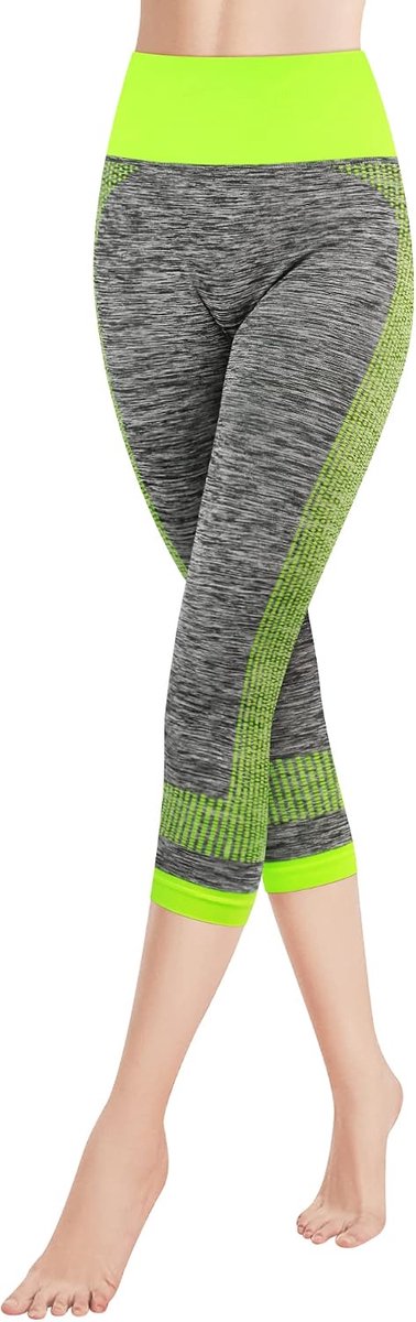 Leggings, 3/4 sportbroek, hoge taille, meerkleurig, stretch, fitness