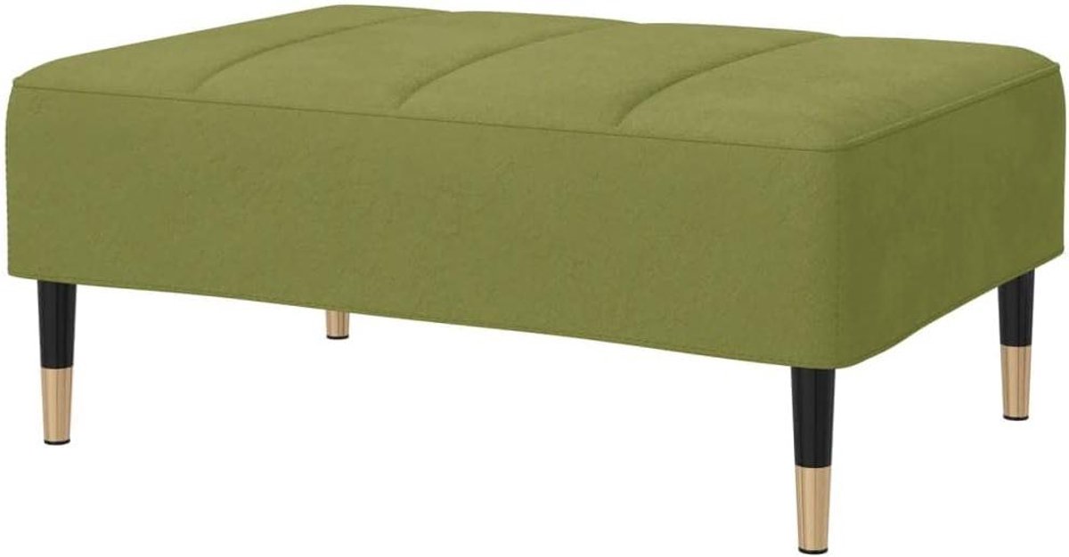 Voetenbank Fluweel - Poef Krukje - Voeten Rusten - Extra Zitplaats - 78x56x32 cm - Lichtgroen