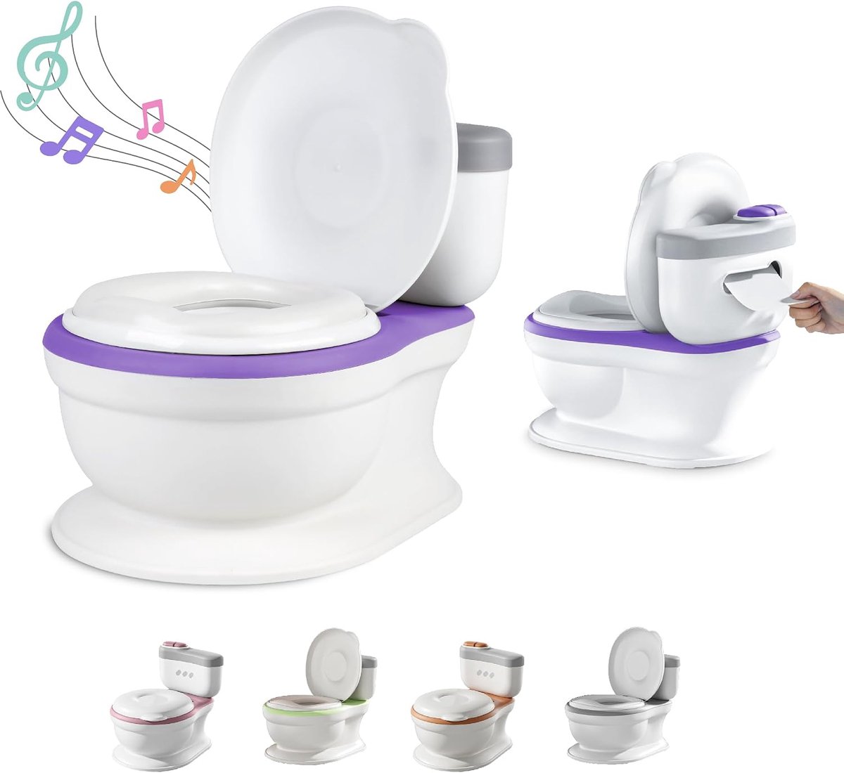 Potje Voor Baby's Met Geluid Voor Zindelijkheidstraining - Potty Training Seat - Baby- En Kinderpotje - Comfortabel, Antislip Met Spoelgeluid En Muziek - Plaspotje Wc Baby Toilet - Toddler Toilet Seat