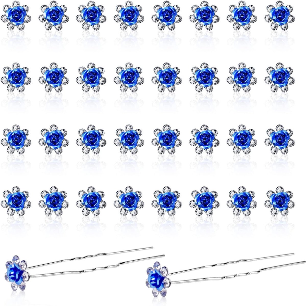 Haarspelden, haarspelden voor vrouwen, diamanten bloem bruiloft haarclips haaraccessoires voor bruids bruiloft vrouwen en meisjes (koningsblauw)