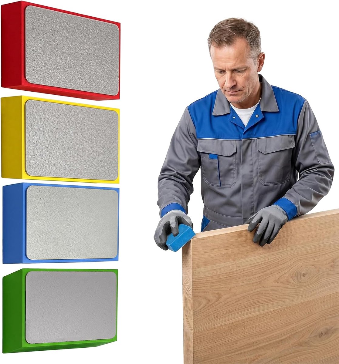 4 stuks diamantschuurpadset, handschuurblok voor marmer, graniet, keramiek - polijstpads met korrelgrootte 60# 100# 200# 400#