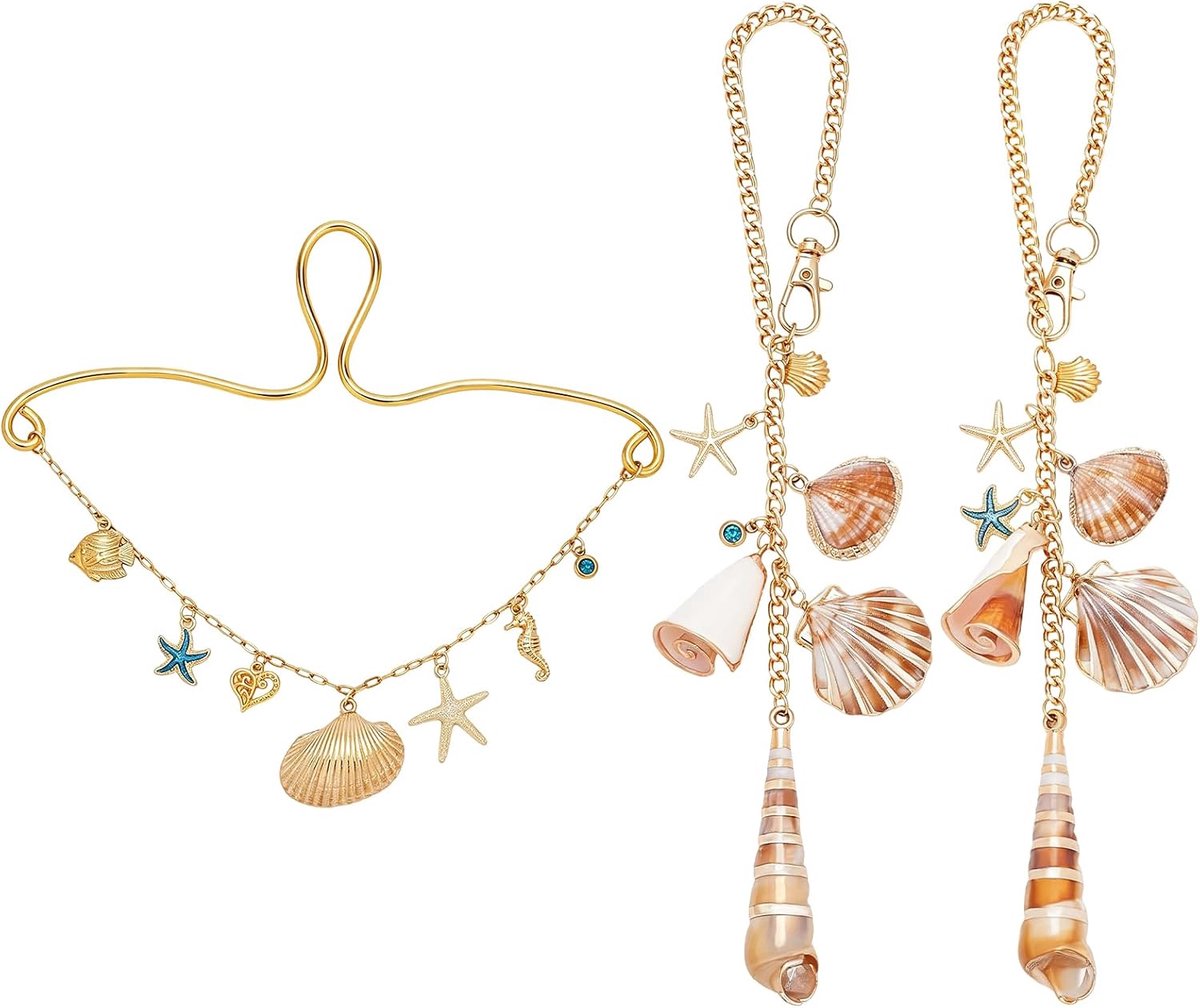 3 stuks zeeschelpen auto hangende sieraden achteruitkijkspiegel schattige kusthangers boho strand zonnevanger zeester schelp hanger zomer tropisch Hawaii voor vrouwen auto balkon