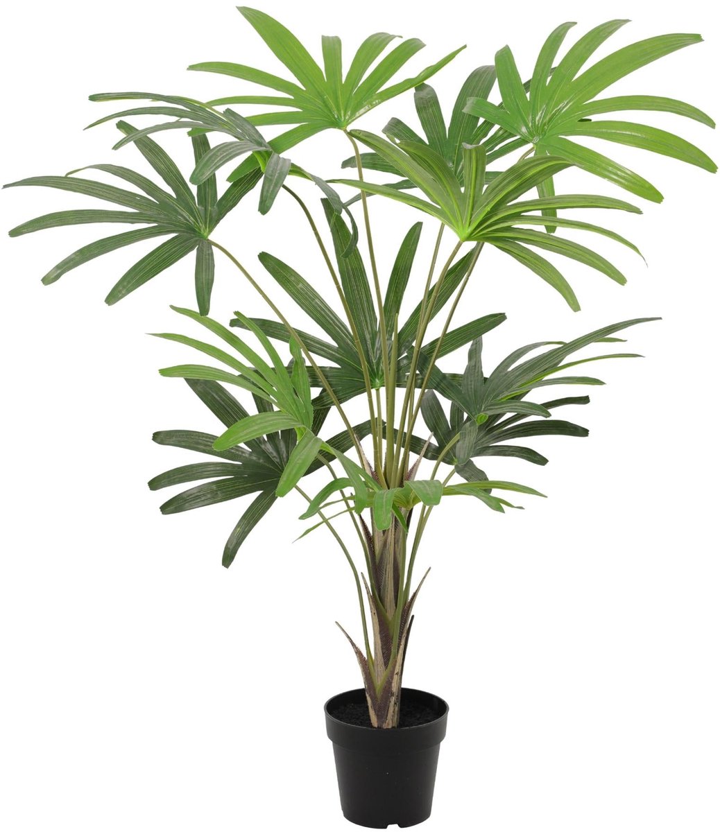 Trendyplants - Kunst Rhapis Excelsa - Stokpalm - Kunstplant - Hoogte 120cm - Potmaat Ø19cm