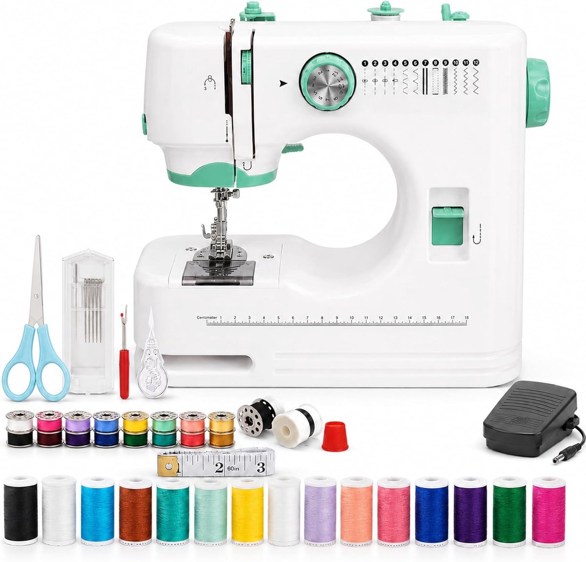 Mini naaimachine - draagbaar en elektrisch - 12 naaiprogramma's - ideaal voor beginners - SnelShoppen