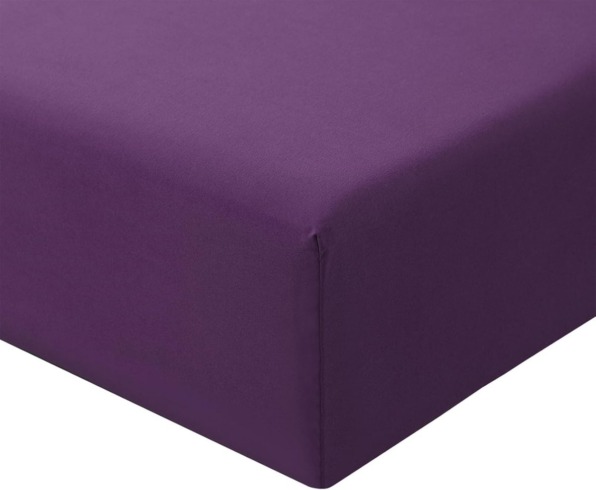 SnelShoppen - Fitted Sheet 90 x 200 cm, Paarse Duvet Cover, Microfiber, Geschikt voor Matras Hoogte tot 25 cm, Bedlaken voor Eenpersoonsbed