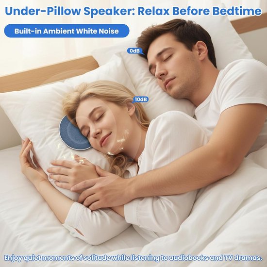 Kussenluidspreker Bluetooth - Slaap speaker - Ontspannen slapen - Ultradun onder kussen - 9.6 cm diameter - Wit — afbeelding 5