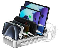 4Smarts Team 100W Laadstation 5x USB-C 1x USB-A Oplader Zilver
