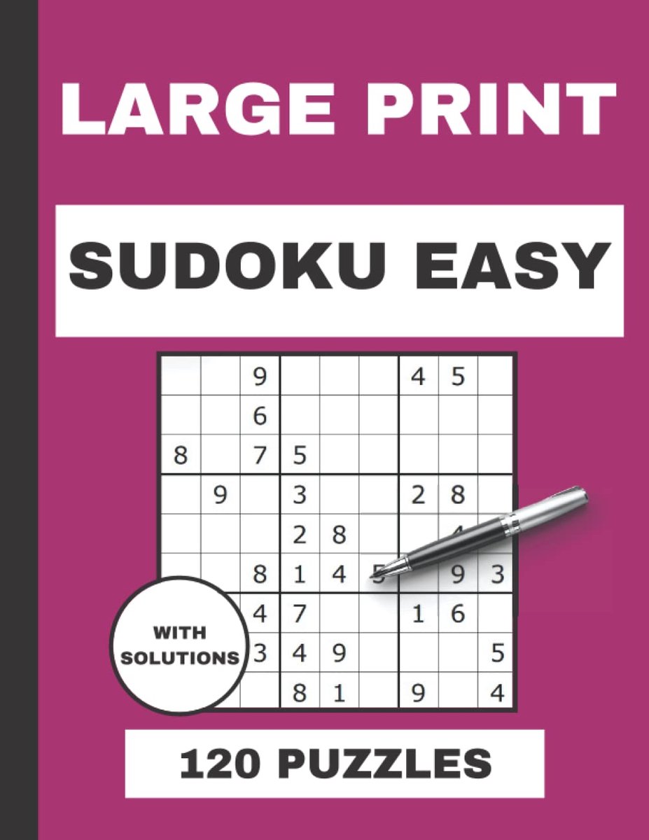 Sudoku groot lettertype voor senioren - makkelijk - 120 leuke puzzels - stimuleert het brein - perfect voor ouderen - ShopVlot