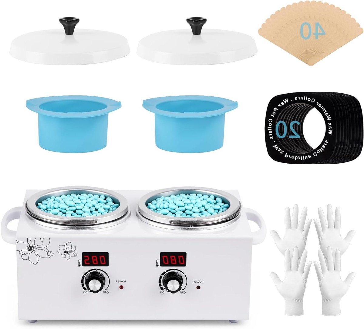 Dubbele Waxverwarmer - Harsverwarmer Set - Professioneel ontharen - Dubbele Onafhankelijke Verwarming - 2x 600 ml - Wit