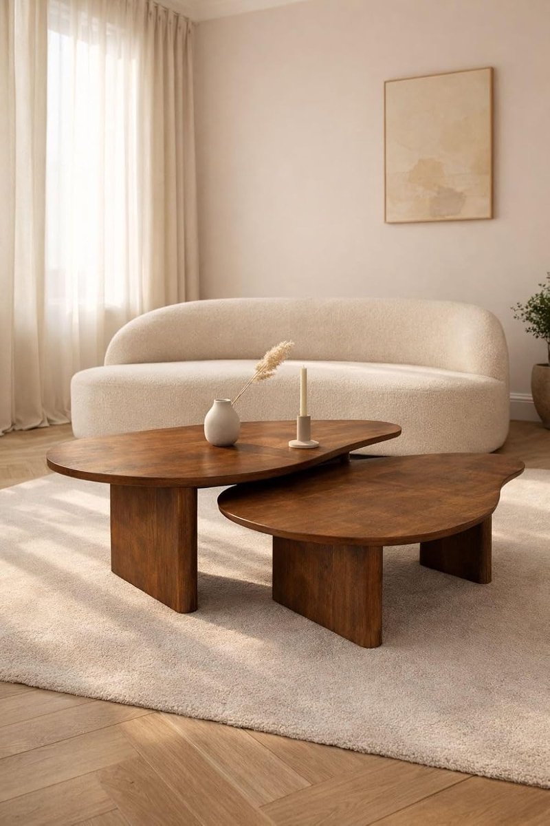Home Salontafel Set van 2 Mangohout – Organisch – Bruin – Modern