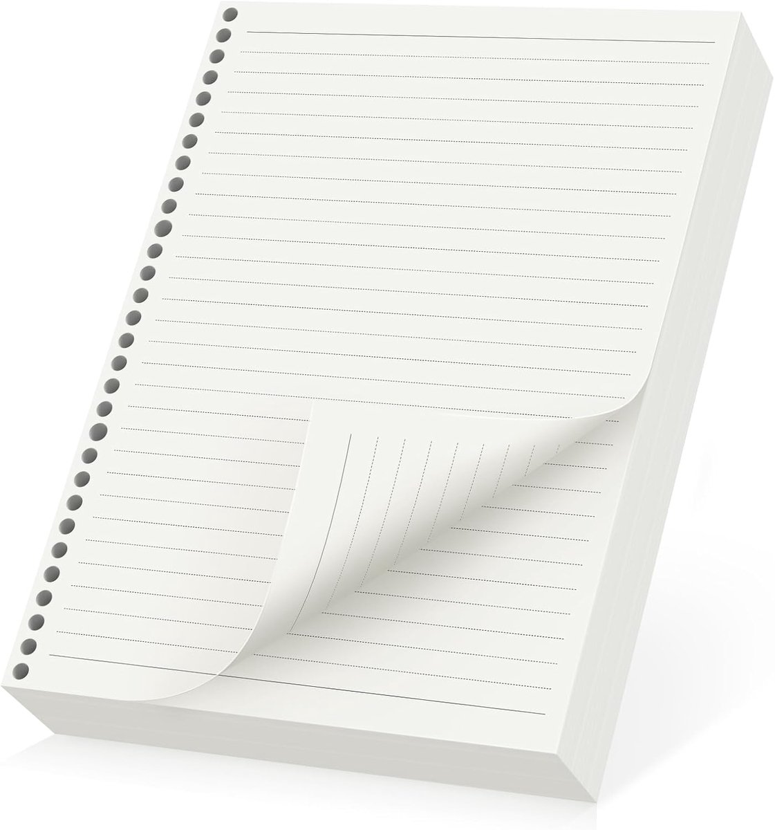 SnelShoppen - Refill Papier A4 Lined - 90 Vel/180 Pagina's Losse Bladen voor Ringband - 100 g/m² Herbruikbaar A4 Lined 9 mm - 30 Perforaties Navulling
