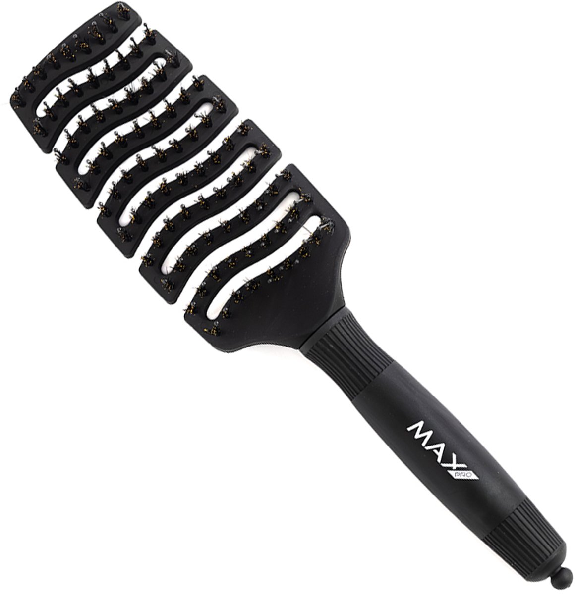 Max Pro Detangler Haarborstel Midnight Black - Antiklit - Haar borstel - Jongens en meisjes - Comb - Brostel - Zwijnenhaar borstel