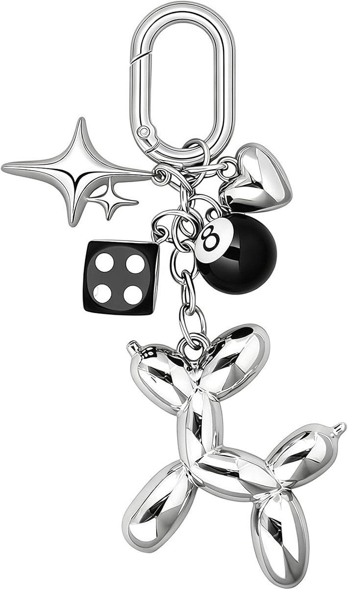 Charms, Tasbedels en Tas Hangers, Y2K Zilveren Ballon Hond