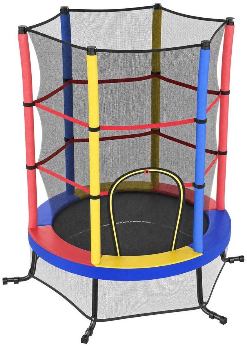 Kindertrampoline - 174 cm kindertrampoline met veiligheidsnet en randbescherming - Meerkleurig