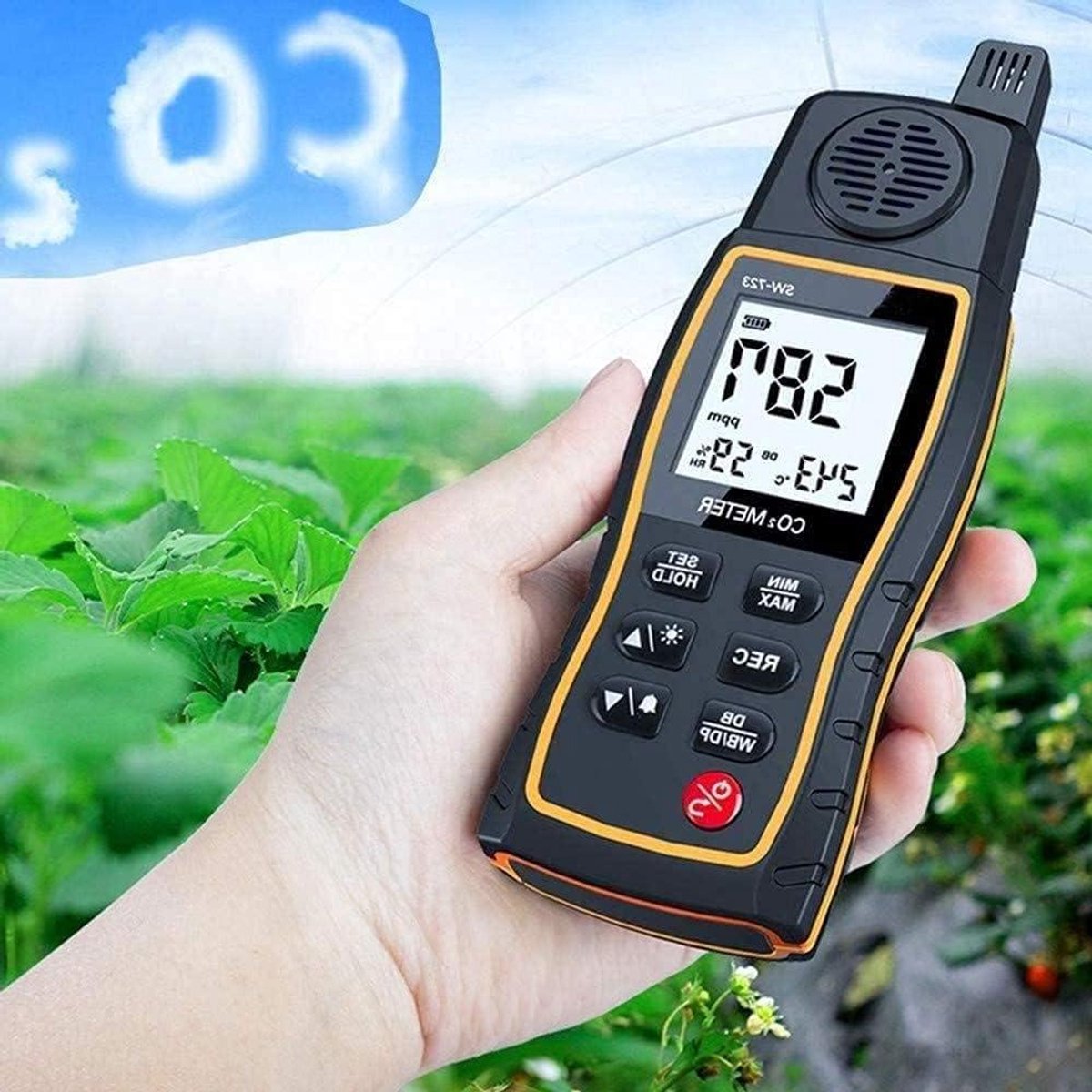 CO2 METER - Luchtkwaliteit Tester - Binnenlucht Meten - Hoge Nauwkeurigheid - 1ppm Resolutie - Multicolor