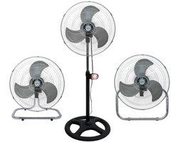 Equalize Ventilator 3 in 1 - 80 watt - Industrial - Zeer Krachtige Ventilator - Statief, ophangen of neerzetten - Roest Vrij Staal - Kop van 45cm - RVS