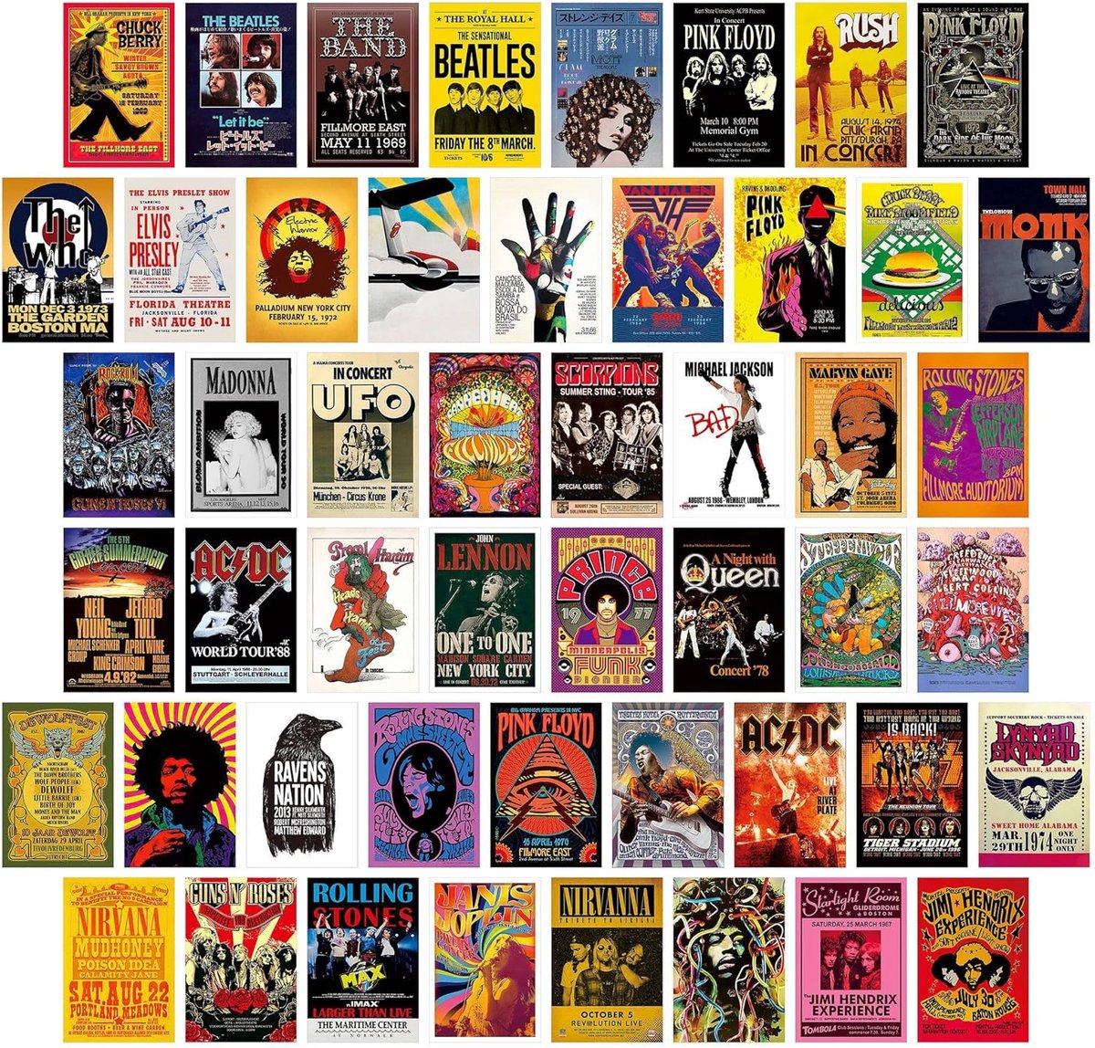 Esthetische rockband-posters voor slaapkamer, 50 stuks, wanddecoratie, album, muziekconcert, retro, rockband, voor - ShopVlot