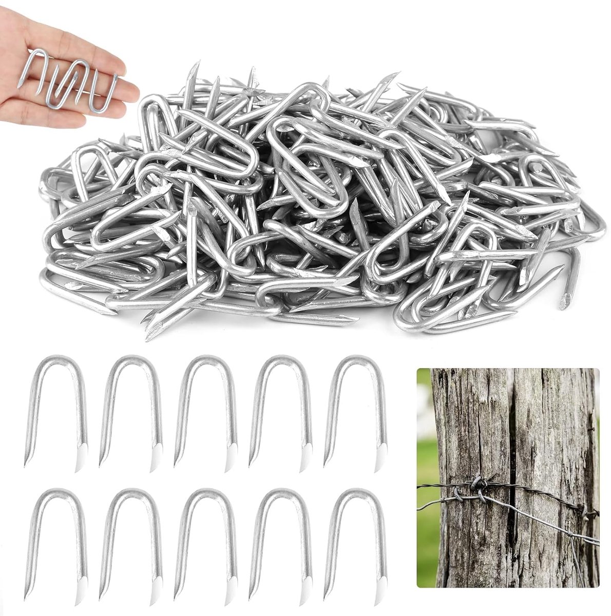 210 stuks gegalvaniseerde U-krampen 2,6 × 30 mm, stalen krampen voor stakethek, hekklemmen, spatnagels, omheining, draad, bevestigingspinnen voor onkruiddoek, tuin, wildhek, volièregaas