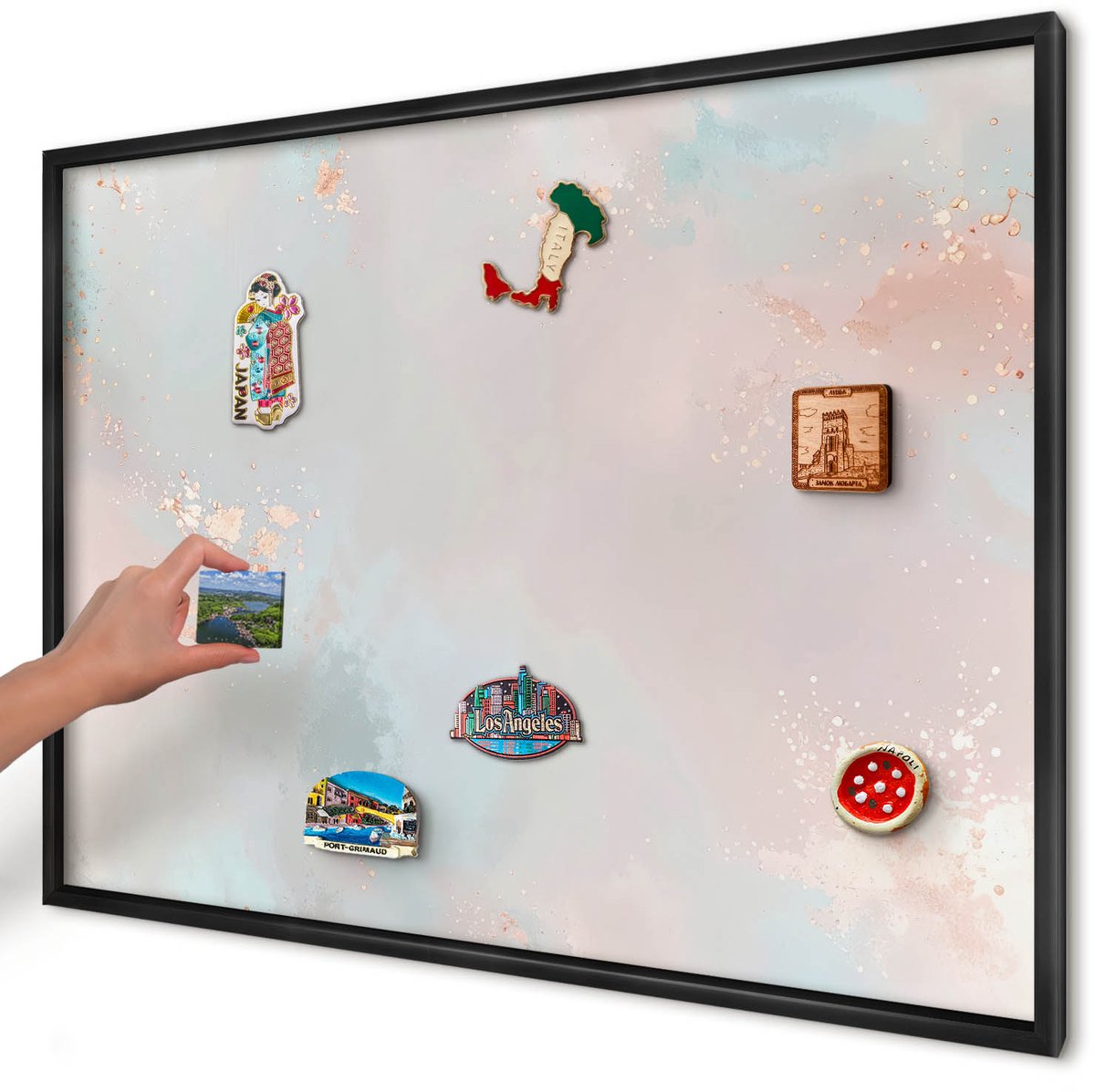 Artprintcave Beige Magneetbord mit Zwart Frame - 100x70 cm - Pastel Harmonie Magnetisch Bord Voor Magneten - Abstract Magneetbord Voor Foto's - Abstractie