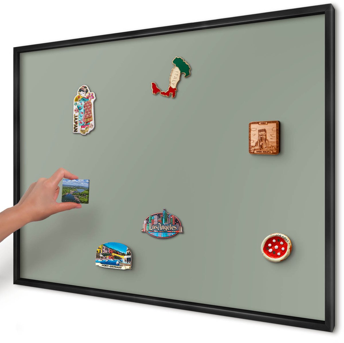 Artprintcave Groente Magneetbord mit Zwart Frame - 100x70 cm - Verstandig Magnetisch Bord - Minimalist Magneetbord Voor Foto's - Achtergronden En Patronen