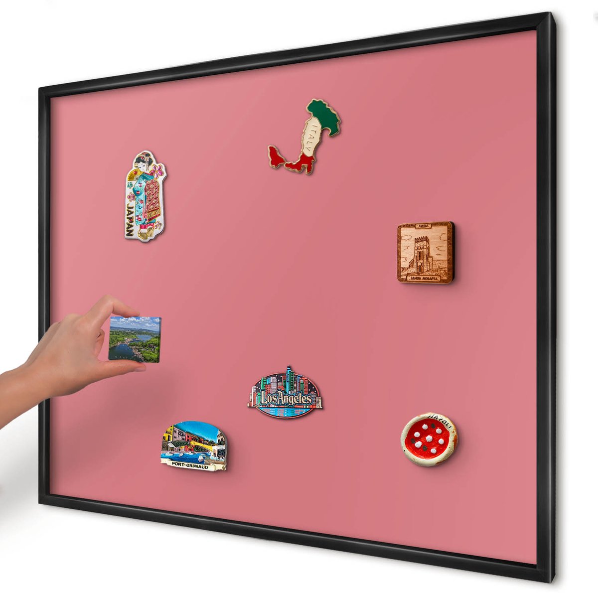 Artprintcave Roze Magneetbord mit Zwart Frame - 80x60 cm - Zalmkleur Magnetisch Bord - Minimalist Notitiebord - Achtergronden En Patronen