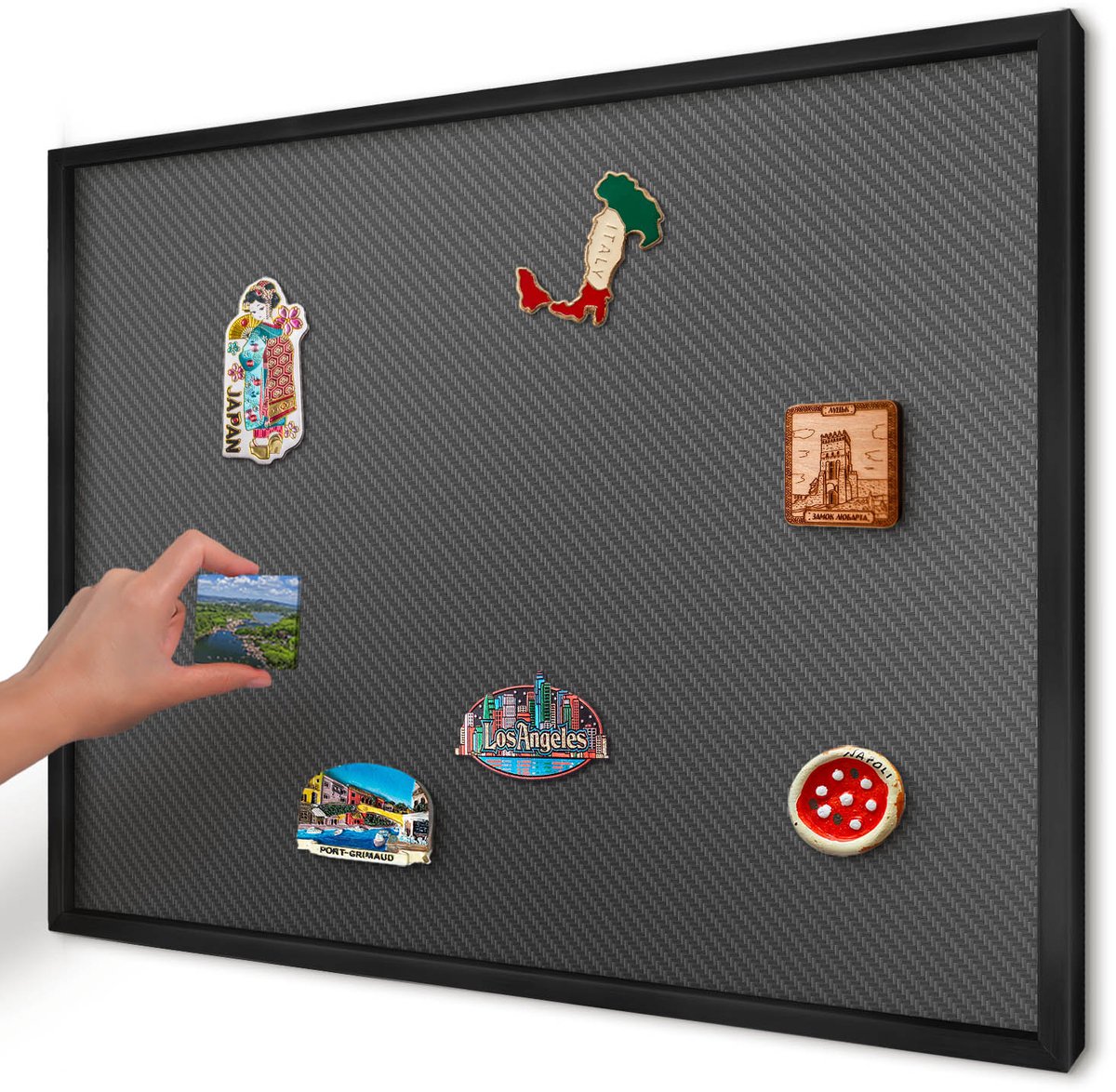 Artprintcave Zwart Magneetbord mit Zwart Frame - 70x50 cm - Geometrische Textuur Magneet Bord mit Frame - Minimalist Magneetbord Voor Foto's - Texturen