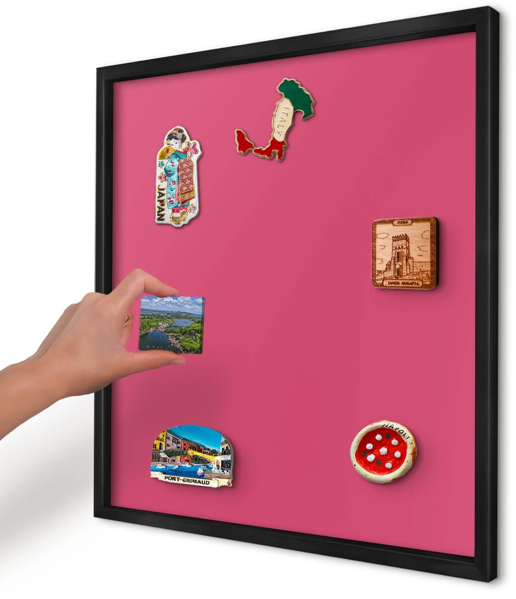 Artprintcave Roze Magneetbord mit Zwart Frame - 50x50 cm - Energie Roze Magnetische Organizer - Minimalist Magneet Bord mit Frame - Achtergronden En Patronen