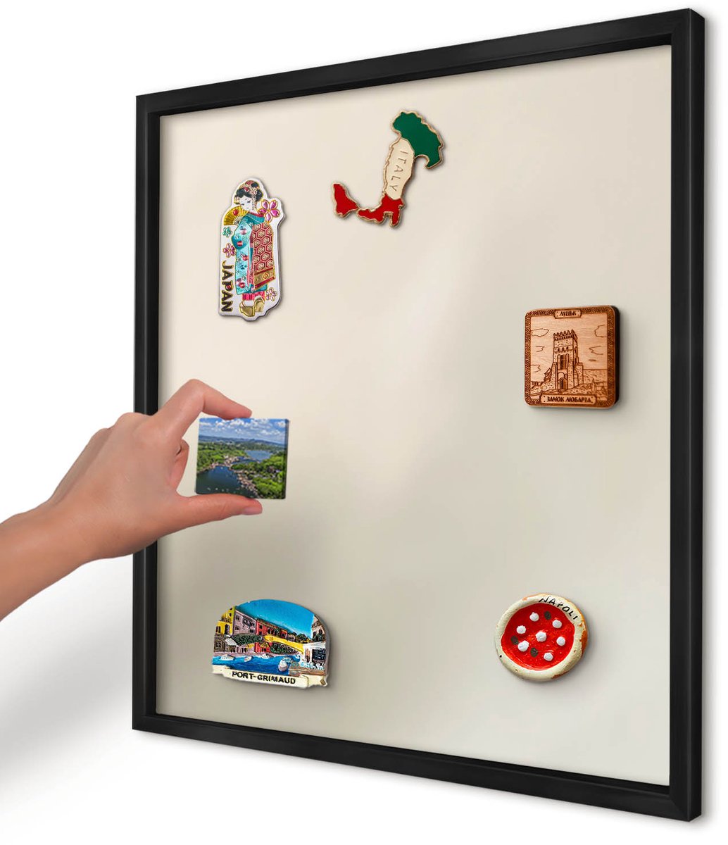 Artprintcave Beige Magneetbord mit Zwart Frame - 50x50 cm - Misttoon Magneet Bord mit Frame - Minimalist Notitiebord - Achtergronden En Patronen