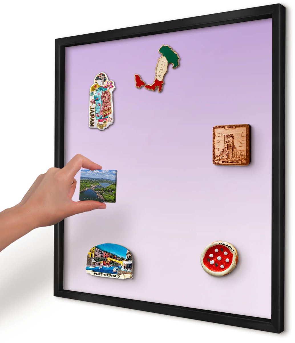 Artprintcave Paars Magneetbord mit Zwart Frame - 50x50 cm - Subtiele Kleurovergang Magnetische Organizer - Minimalist Memobord Keuken - Achtergronden En Patronen