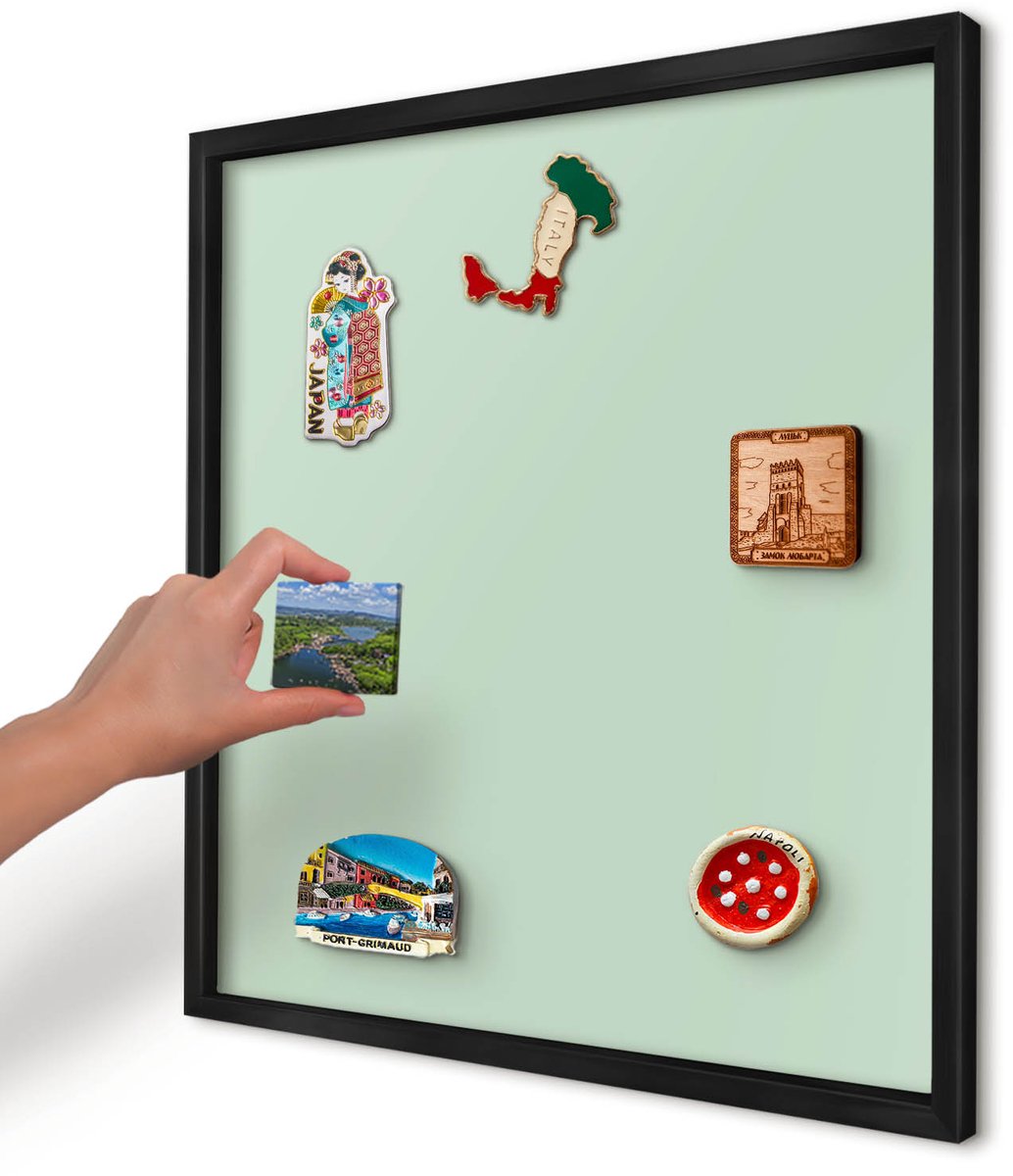 Artprintcave Groente Magneetbord mit Zwart Frame - 50x50 cm - Mintgroen Wandbord Magnetisch - Minimalist Notitiebord - Achtergronden En Patronen