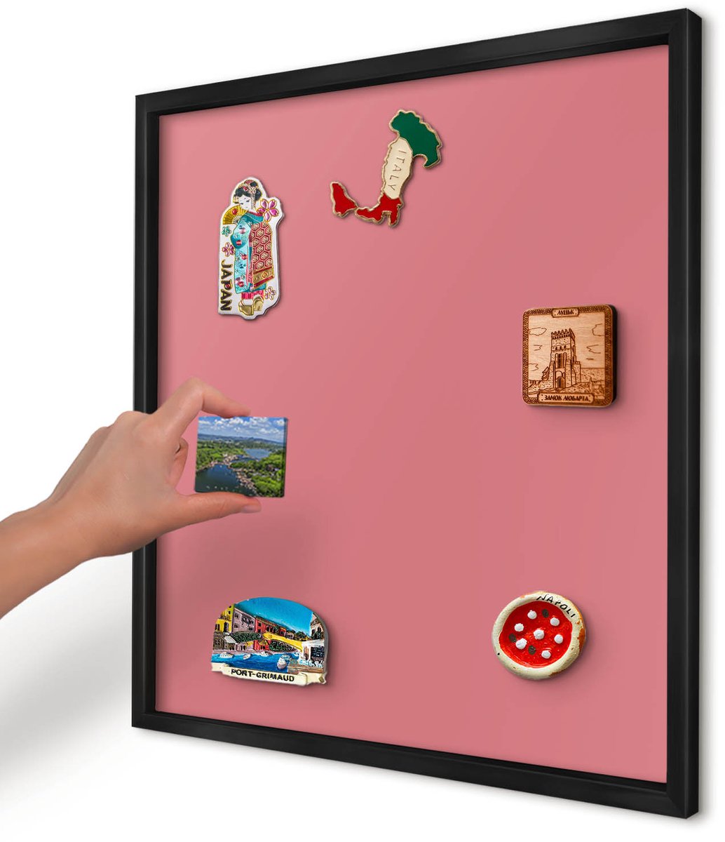 Artprintcave Roze Magneetbord mit Zwart Frame - 50x50 cm - Zalmkleur Magneetbord Voor Keuken - Minimalist Memobord Keuken - Achtergronden En Patronen