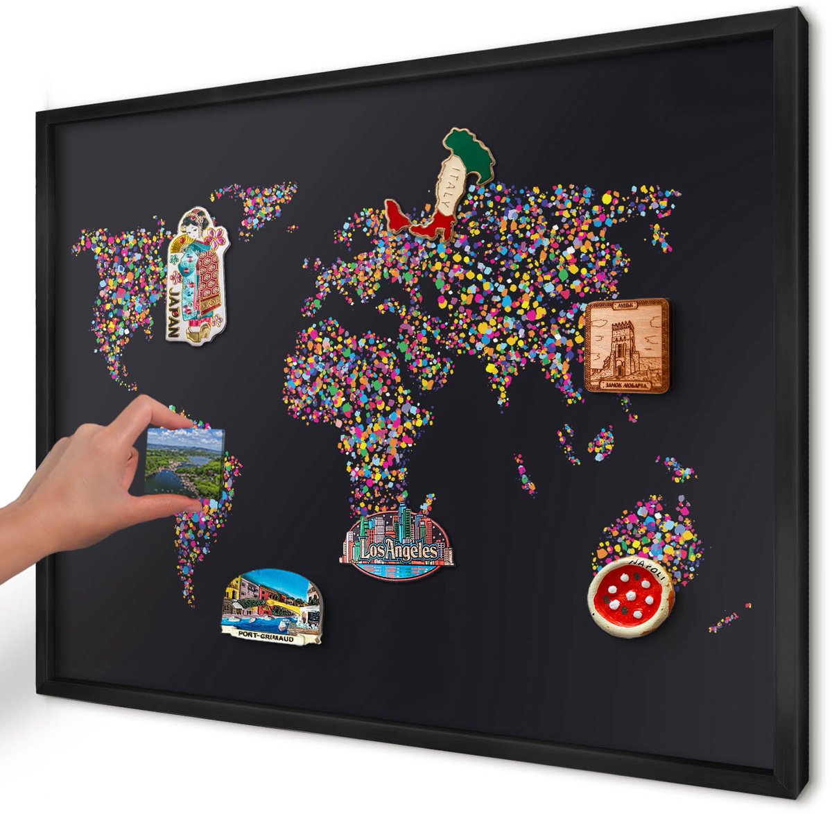 Artprintcave Zwart Magneetbord mit Zwart Frame - 70x50 cm - Kleurenkaart Magnetische Organizer - Abstract Wandbord Magnetisch - Kaarten