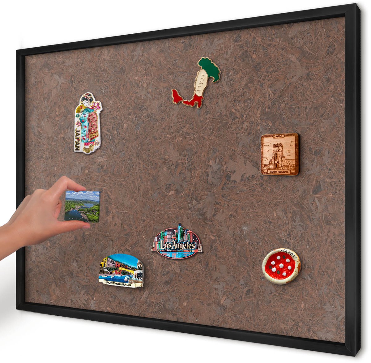 Artprintcave Bruin Magneetbord mit Zwart Frame - 70x50 cm - Herfsttapijt Magnetisch Bord - Rustiek Magneet Bord mit Frame - Natuur