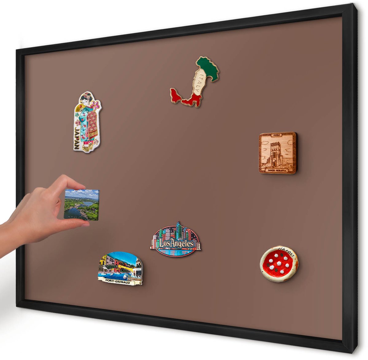 Artprintcave Bruin Magneetbord mit Zwart Frame - 70x50 cm - Bruine Kleur Magneetbord Voor Foto's - Minimalist Magneetbord Voor Keuken - Achtergronden En Patronen