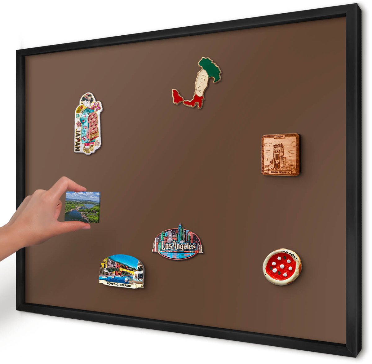 Artprintcave Bruin Magneetbord mit Zwart Frame - 70x50 cm - Kastanjebruin Magneetbord Voor Keuken - Minimalist Magnetisch Bord Voor Magneten - Achtergronden En Patronen