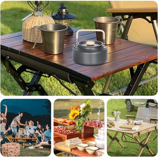 Outdoor Theepot - Waterkoker Ketel - Buiten Koken - Ergonomisch Handvat - 1.1 Liter - Grijs — afbeelding 4