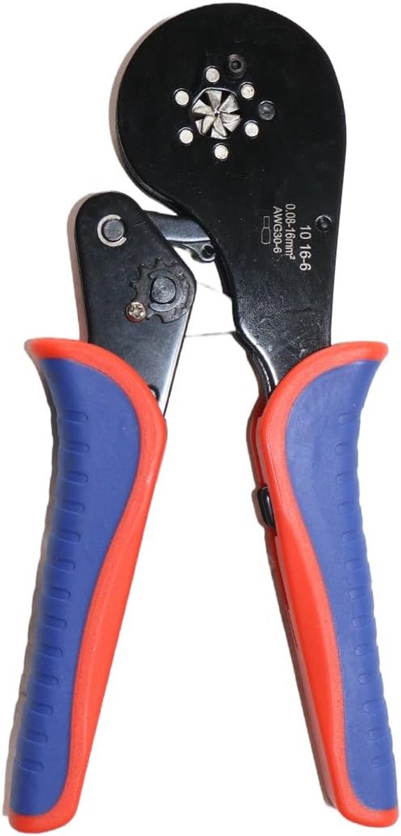 Ferrule Crimping Tool, zelfinstellende ratelkrimper, zeshoekig zaagtandkrimpgereedschap voor mouwmouwen 0.08-16mm²