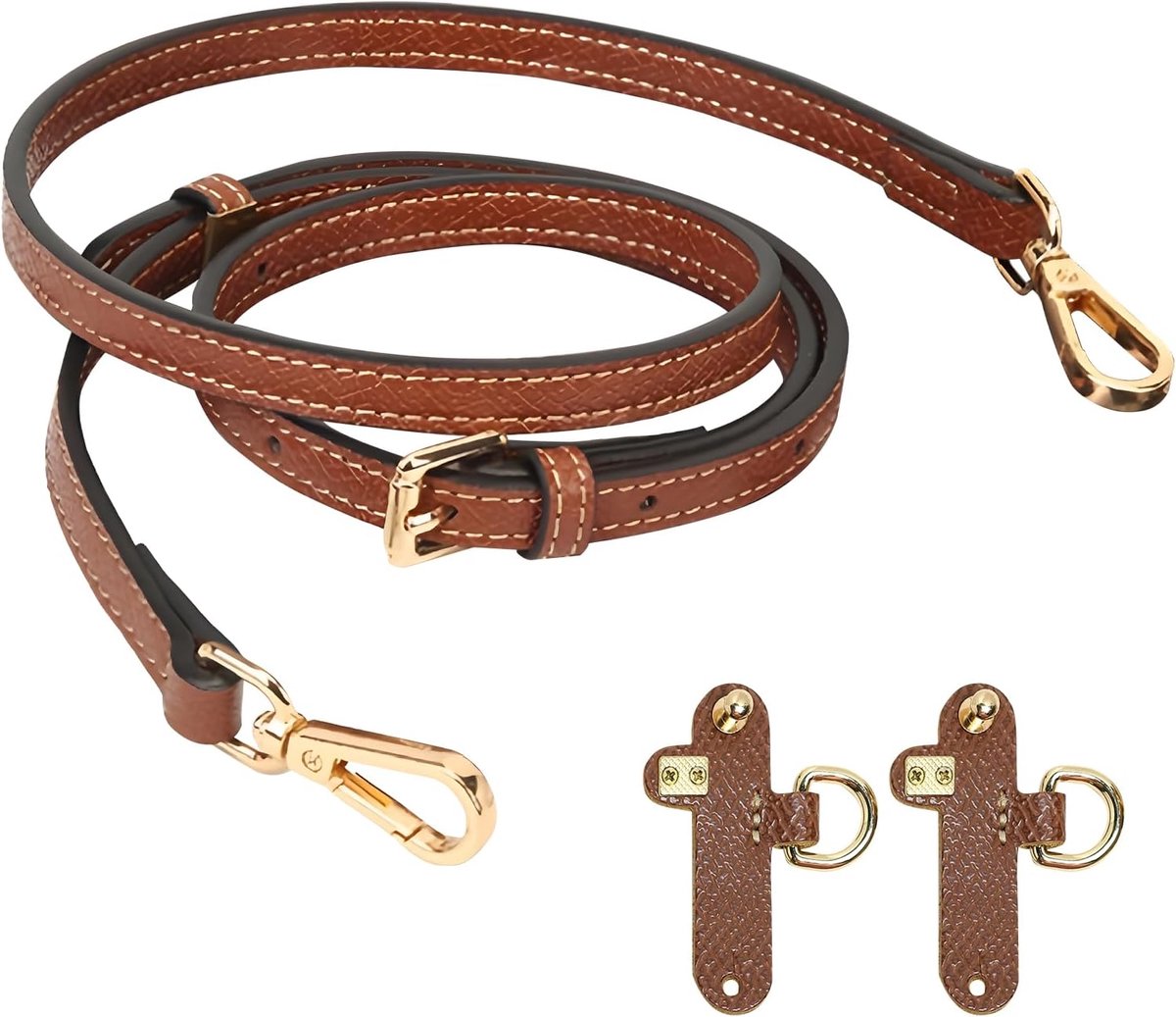 riem voor Longchamp damestas - mini-tas compatibel met haken - Geel-bruin No-Punch