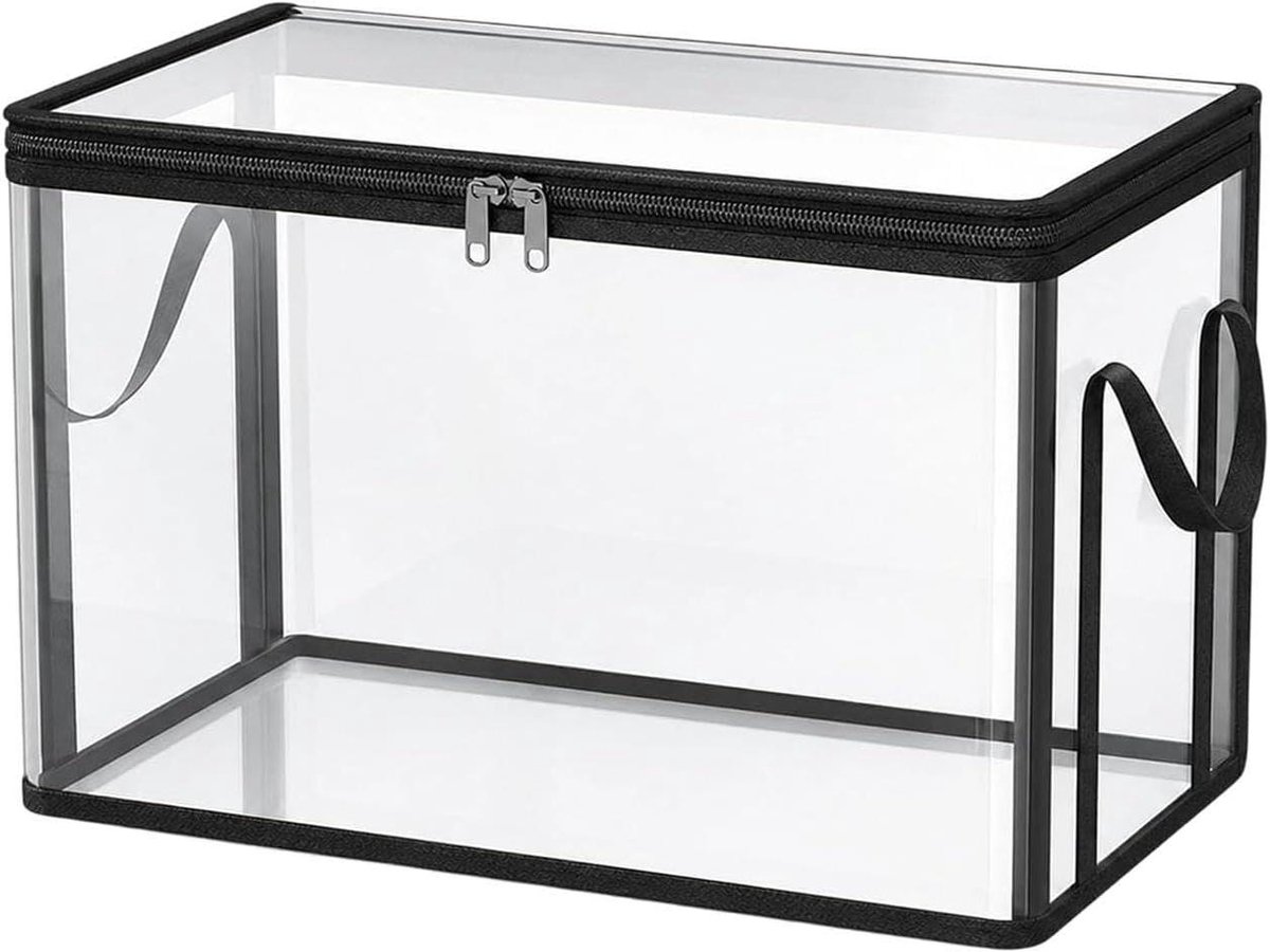 Opbergdozen Boeken - Verhuiszakken Kledingdoos - Spullen Organiseren - Stapelbaar Transparant PVC - 33x26x4 cm - Zwart