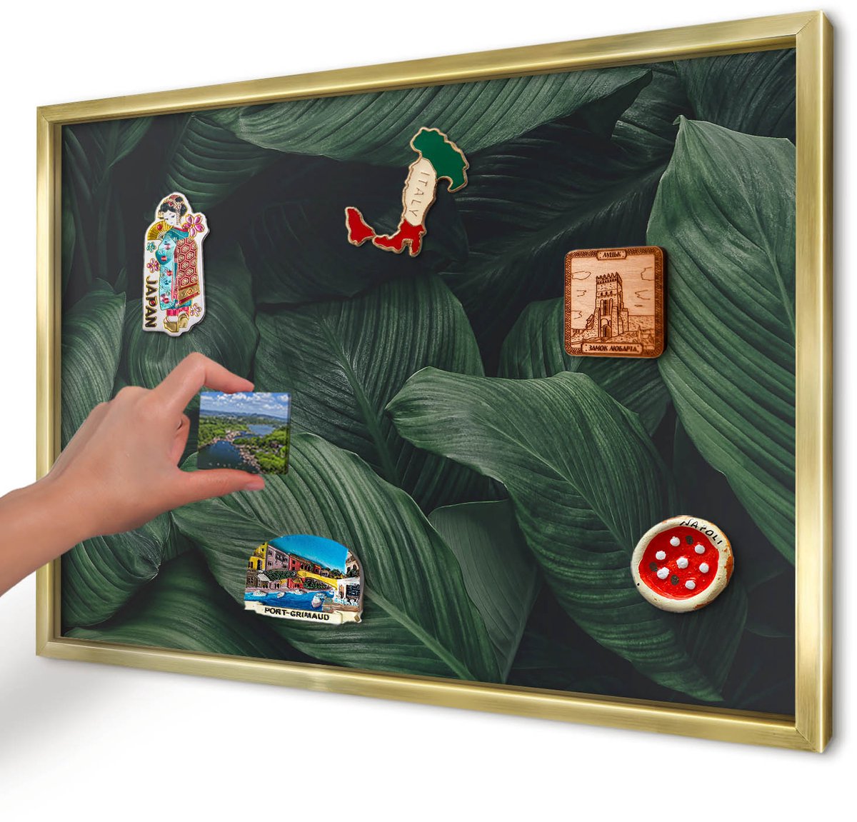 Artprintcave Groente Magneetbord mit Gouden Frame - 60x40 cm - Het Groen Van De Natuur Magnetische Organizer - Fotografisch Magneetbord Voor Foto's - Bloemen En Planten