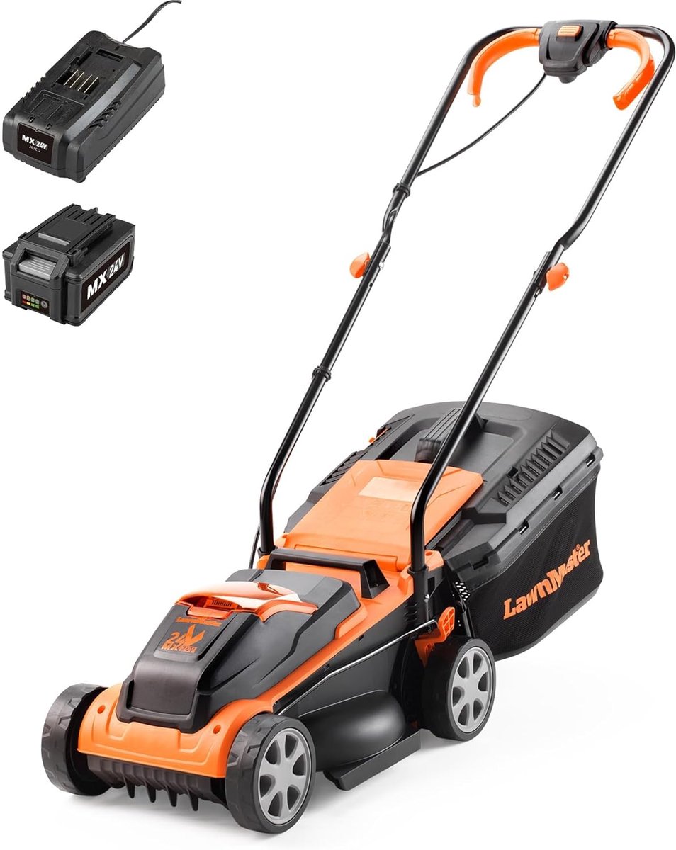 LawnMaster CLM2432K Sikkelmaaier accu-grasmaaier 24V 32cm maaibreedte, 150m², 25-65mm maaihoogte, incl. 4,0 Ah accu + - ShopVlot