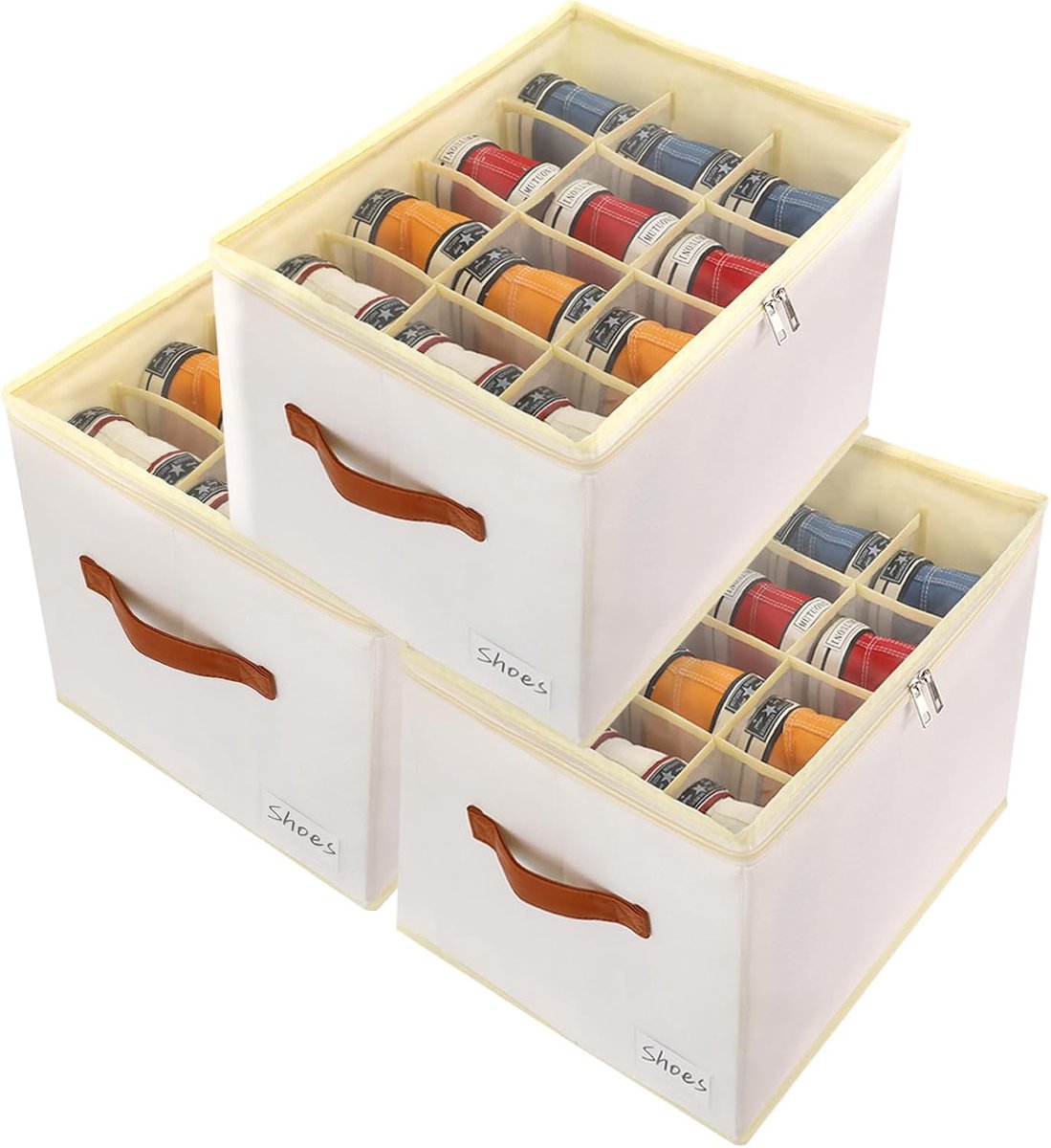 Schoenenorganiser 3-delig - Stapelbaar schoenenrek - 36 cellen - Ruimtebesparend voor kast - ShopVlot