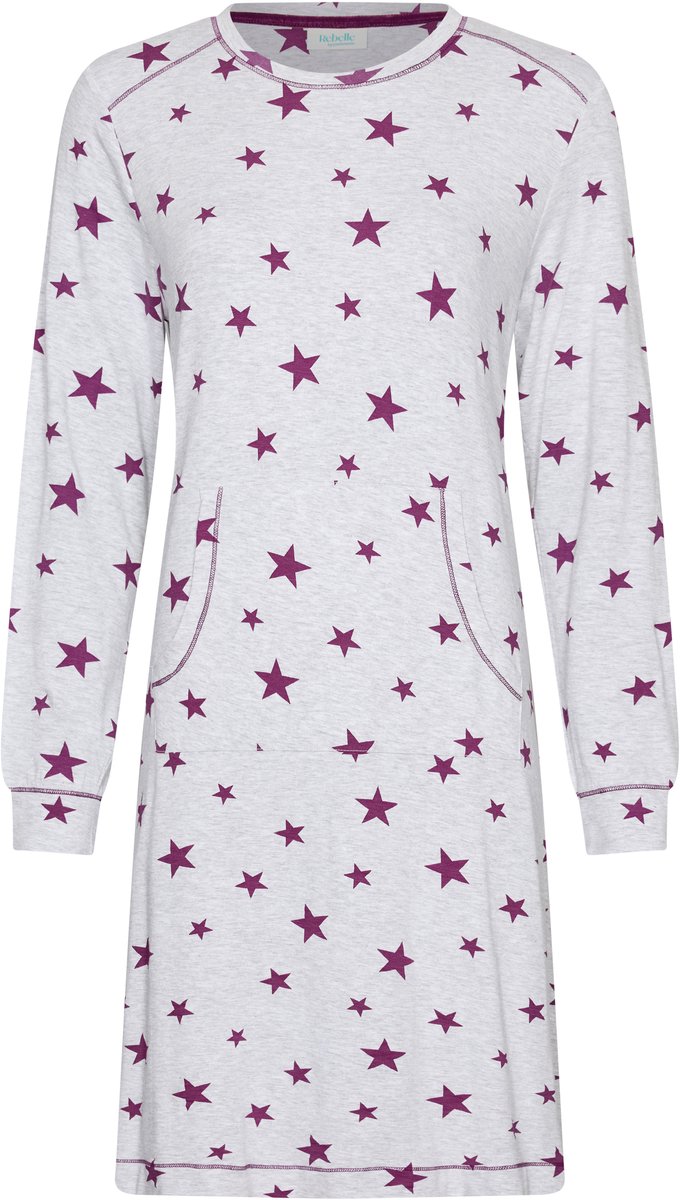 MyRebelle- Nachthemd - Starlight Magic - Viscose - Paars/Grijs - Maat 38